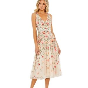 Mac Duggal #5527 Brand New W/Tags Designer MIDI Embroidered dress